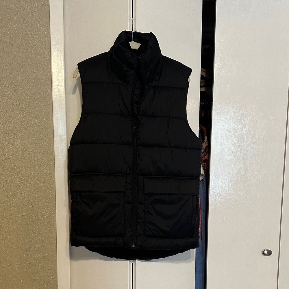 Sherpa-Lined Black Puffer Vest